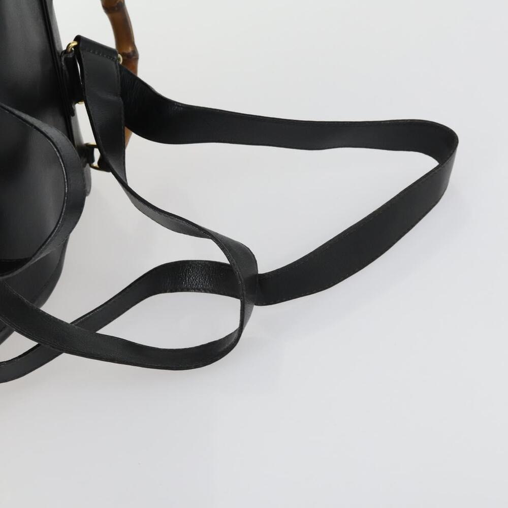 GUCCI Bamboo Backpack Leather Black Gold 003 1998 0016 Auth 153728 - Picture 8 of 16